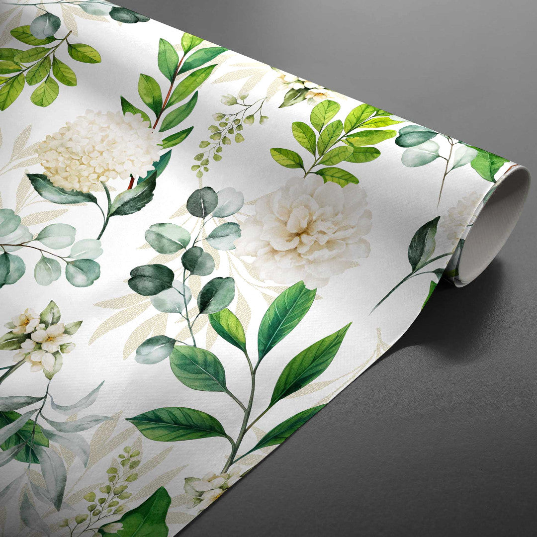 Textilia Dulcette – Wachstuch Tischdecke mit botanischem Muster, gerollt