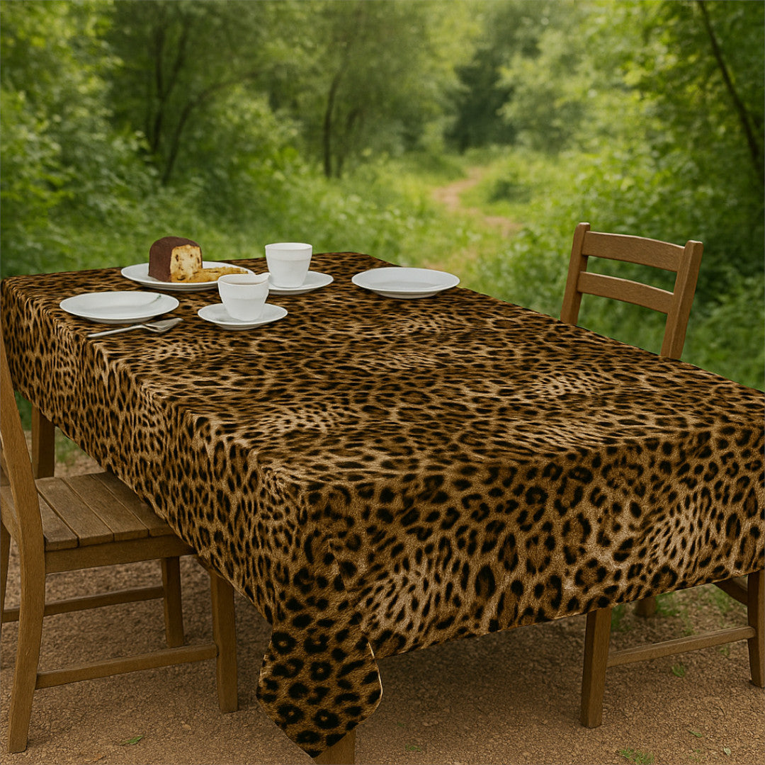 Wachstuch Tischdecke Leopard Luxe – exotische Tischdekoration mit Animalprint, natürliche Umgebung