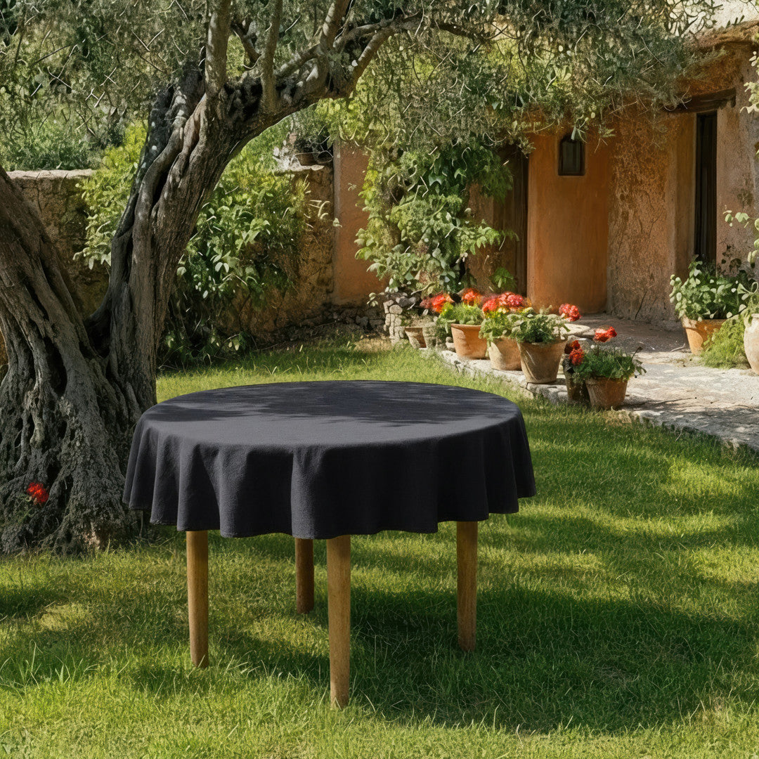 WOW Leinentischdecke, Essence Midnight – Rund Ø 180 cm, Gartenambiente