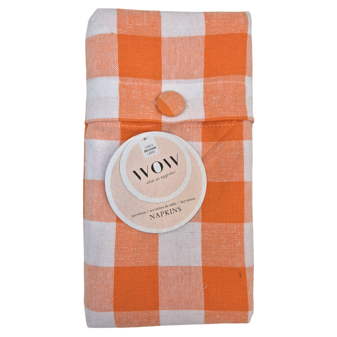 WOW Spring Apricot – Karierte Stoffservietten 45 x 45 cm (4er-Pack)