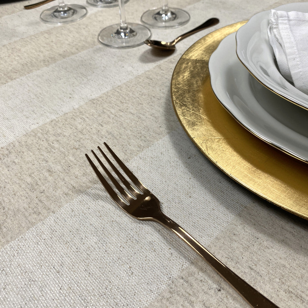 Welss Lino Beige, jacquardgewebte abwaschbare Tischdecke, 160 cm breit, Nahaufnahme