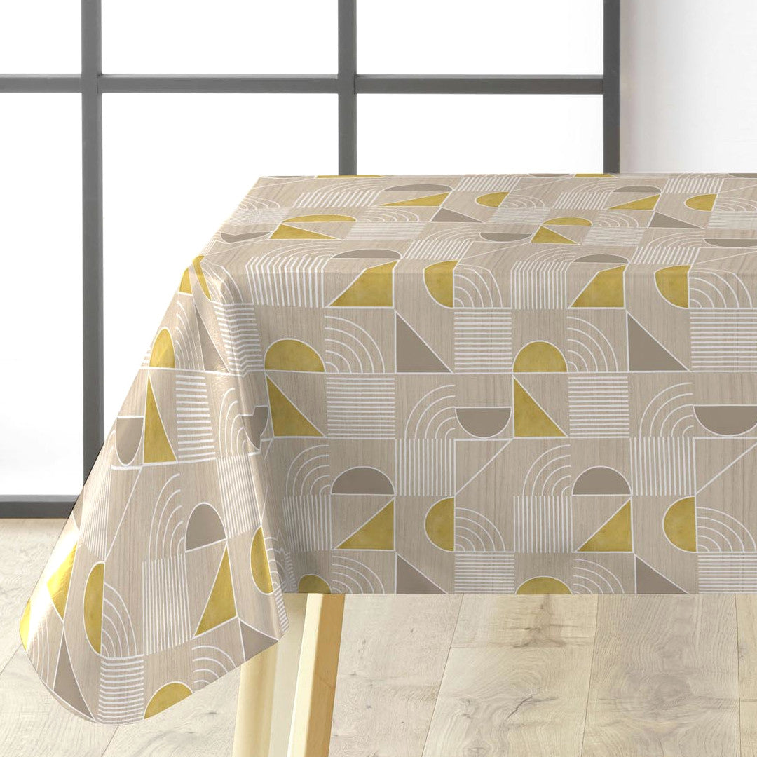Zelda Luxury Natural - Wachstuch Tischdecke mit grafischem Muster, Ecke