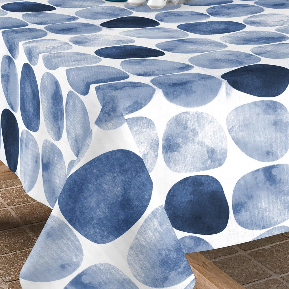 Arapoff Rio - Stonefree Retro, abwaschbare Tischdecke in Weiß/Blau/Hellblau - 160 cm