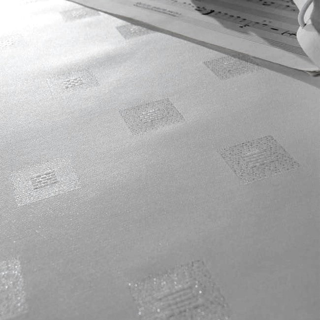 Cezanne Silber Lurex - Jacquardgewebte abwaschbare Tischdecke, 140 cm breit