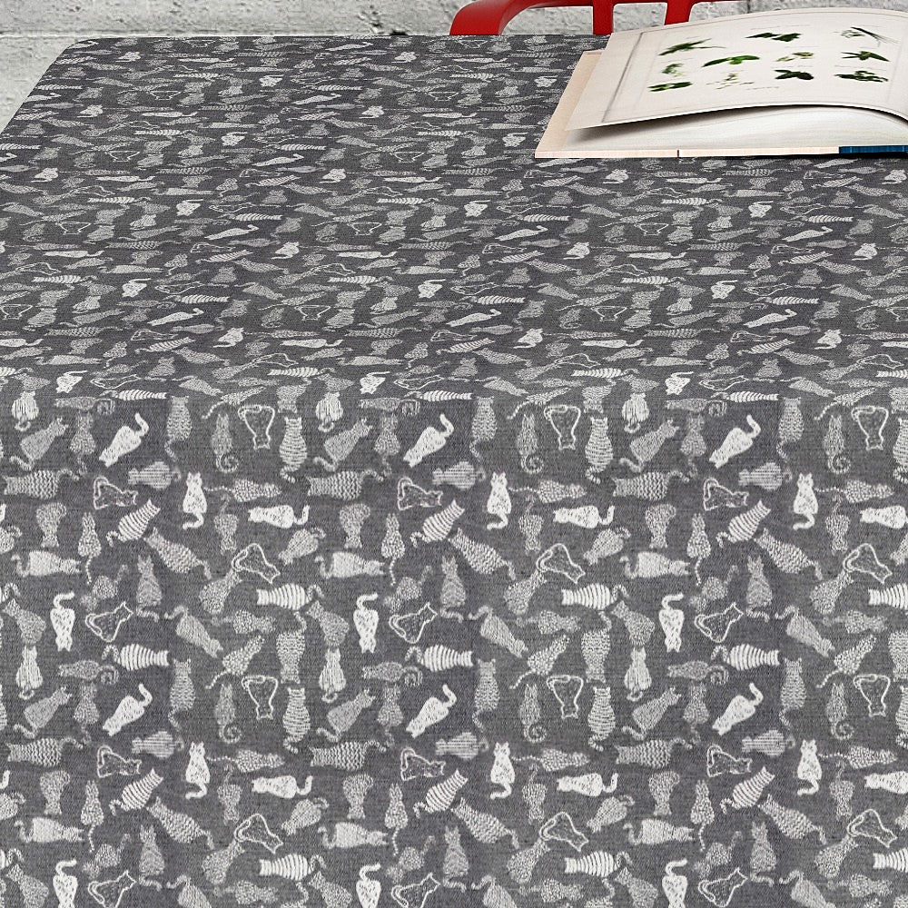 Dumond Anthrazit - jacquardgewebte abwaschbare Tischdecke, 180 cm breit