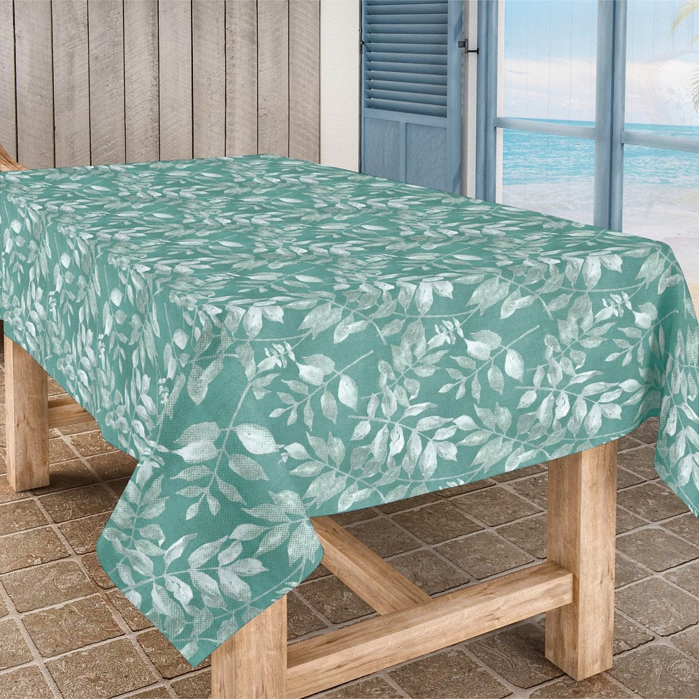 Foppa – abwaschbare Tischdecke mit Blättern in schönen Blautönen, 180 cm