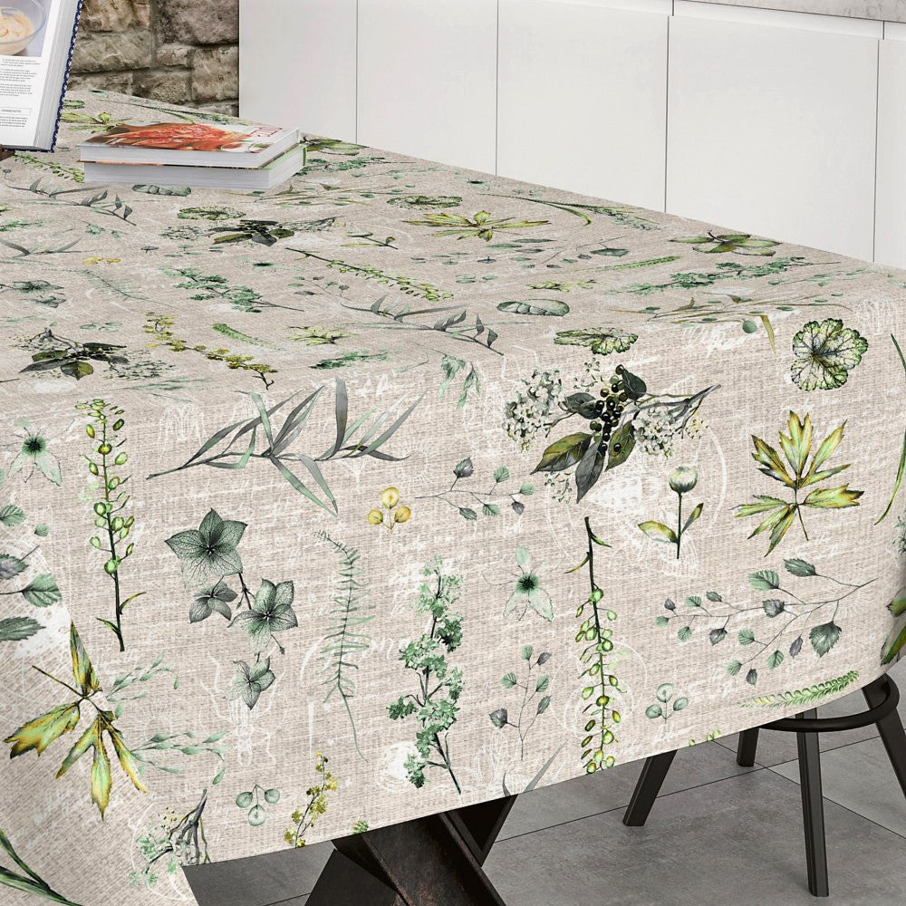 Frühlings-Tischdecke – abwaschbare Tischdecke mit schönem Blattdesign, 140 cm