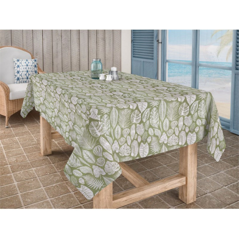 Eddy Selva Grün, jacquardgewebte abwaschbare Tischdecke, 140 cm breit