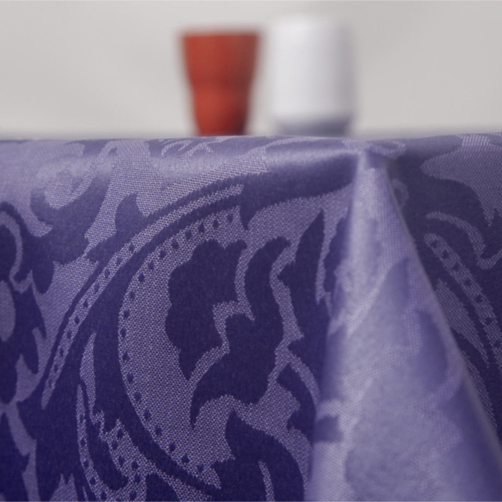 Visconti Jacquard Blau - Gewebte abwaschbare Tischdecke mit schönem klassischem Muster