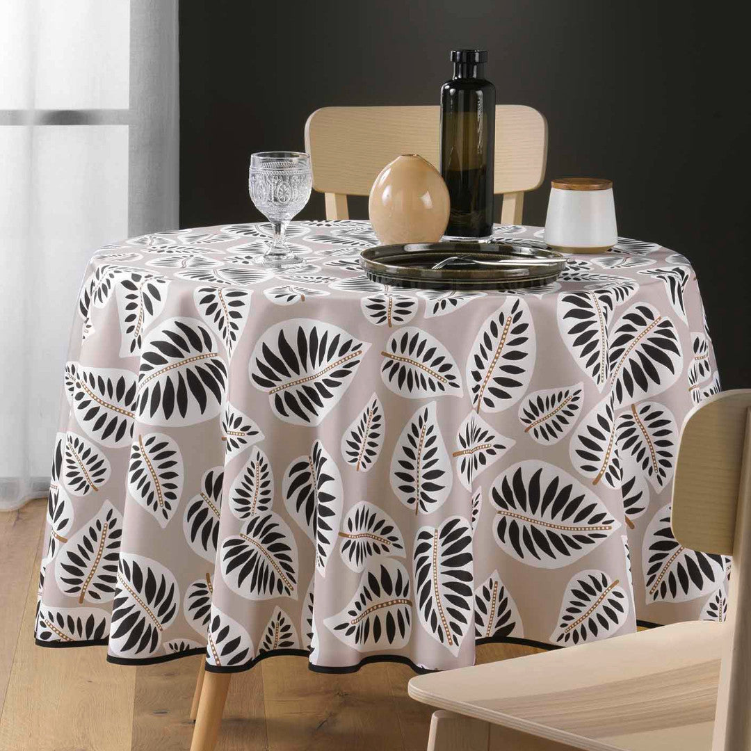Alma Black Ø 180 cm, runde fleckabweisende Tischdecke