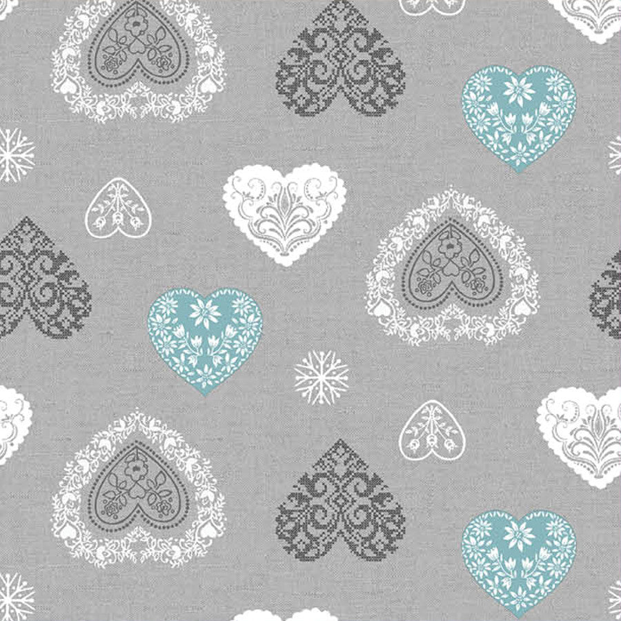 Amancy Weihnachtstischdecke Grau-Blau Gletscherl, abwaschbar und fleckabweisend, 155 cm breit