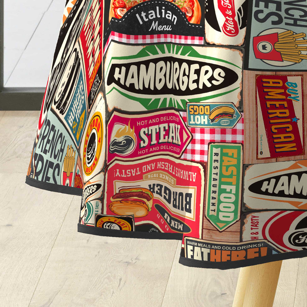 Americano - Runde Wachstuch-Tischdecke im Retro-Diner-Look - Nahaufnahme