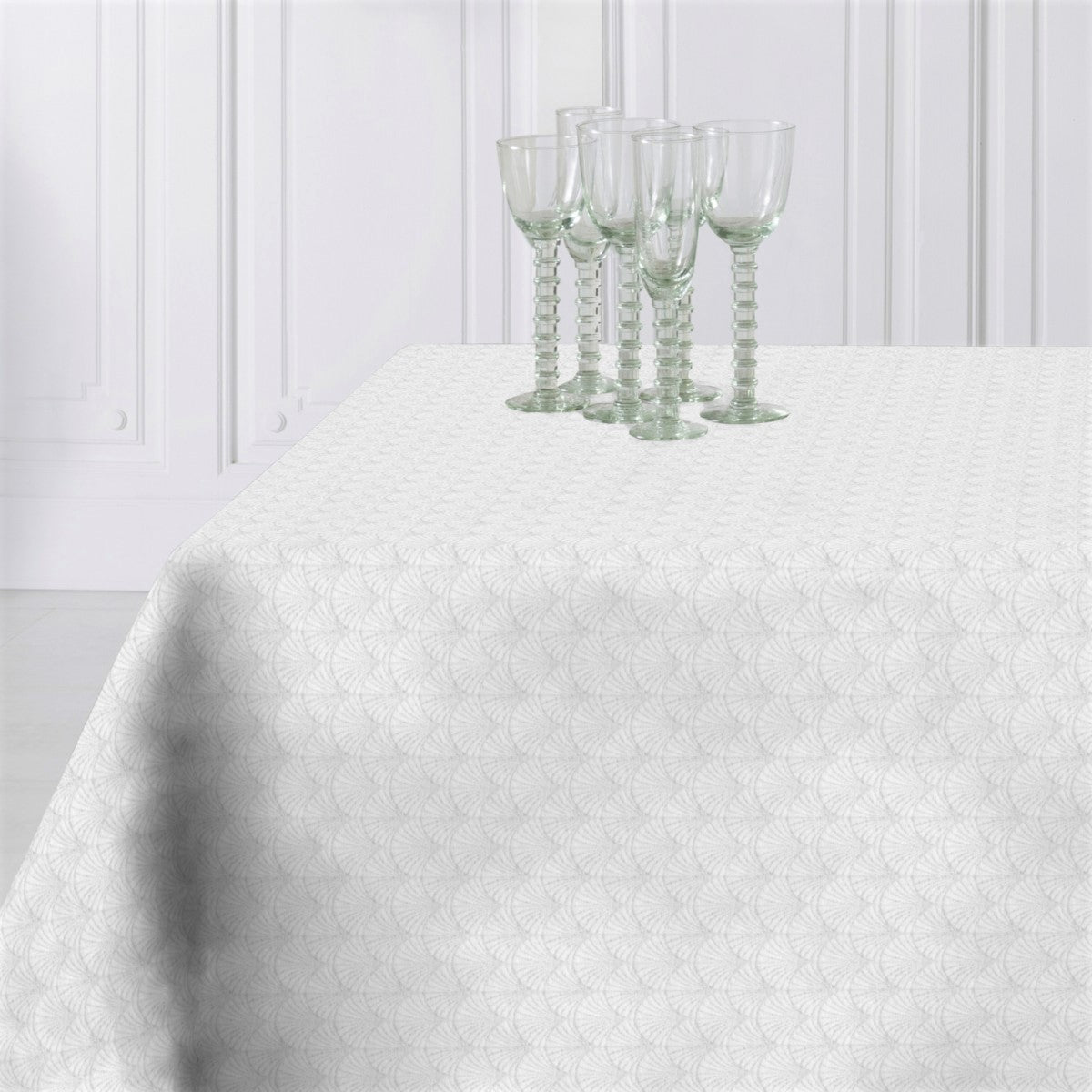 Amigoni Blanco – jacquardgewebte abwaschbare Tischdecke, 160 cm