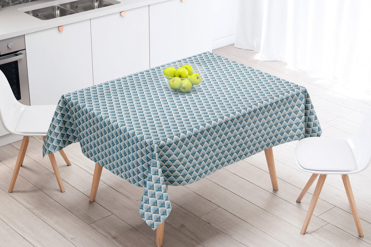 Baker Blau – Abwaschbare Tischdecke mit schönem grafischem Motiv – 155 cm breit