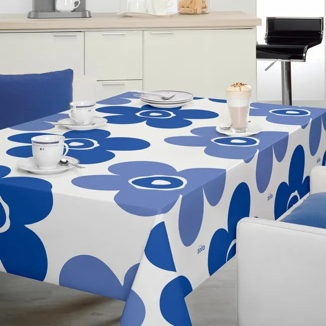 Lola Wachstuch Tischdecke - Big Flower Heavenly Blue