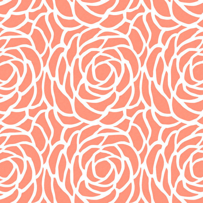 Bloom Canteloupe – Wachstuch Tischdecke mit großen Blumen im Strichdesign