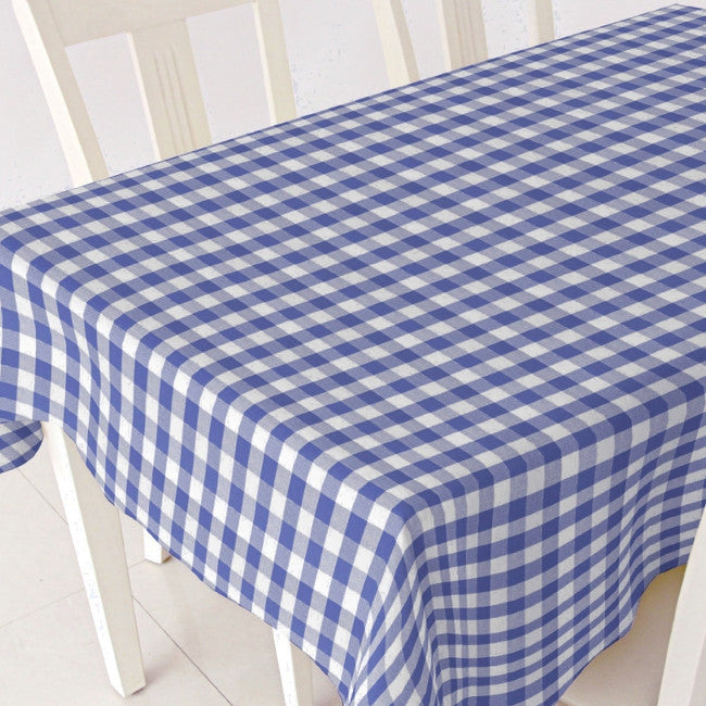 Blau-weiß karierte Wachstuch Tischdecke, 120 cm breit