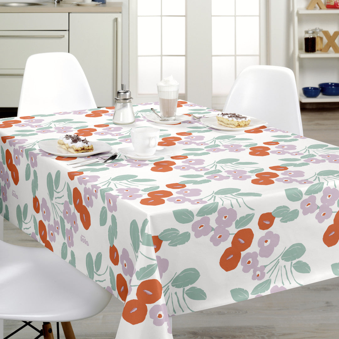 Bloom Orange - Lola Wachstuch Tischdecke mit schönen Blumen