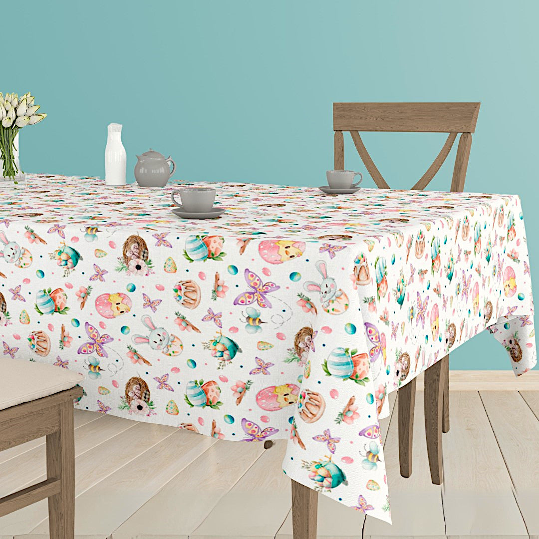 Kinderostern Weiß - Abwaschbare Tischdecke mit Ostermotiven