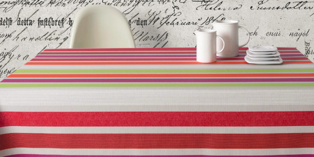 Caravaggio multi, abwaschbare Tischdecke mit Streifen, 160 cm breit