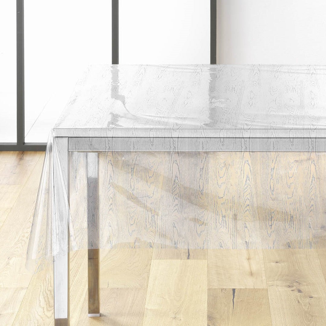 Ceruse - Tischfolie transparent mit Holzoptik, auf dem Tisch