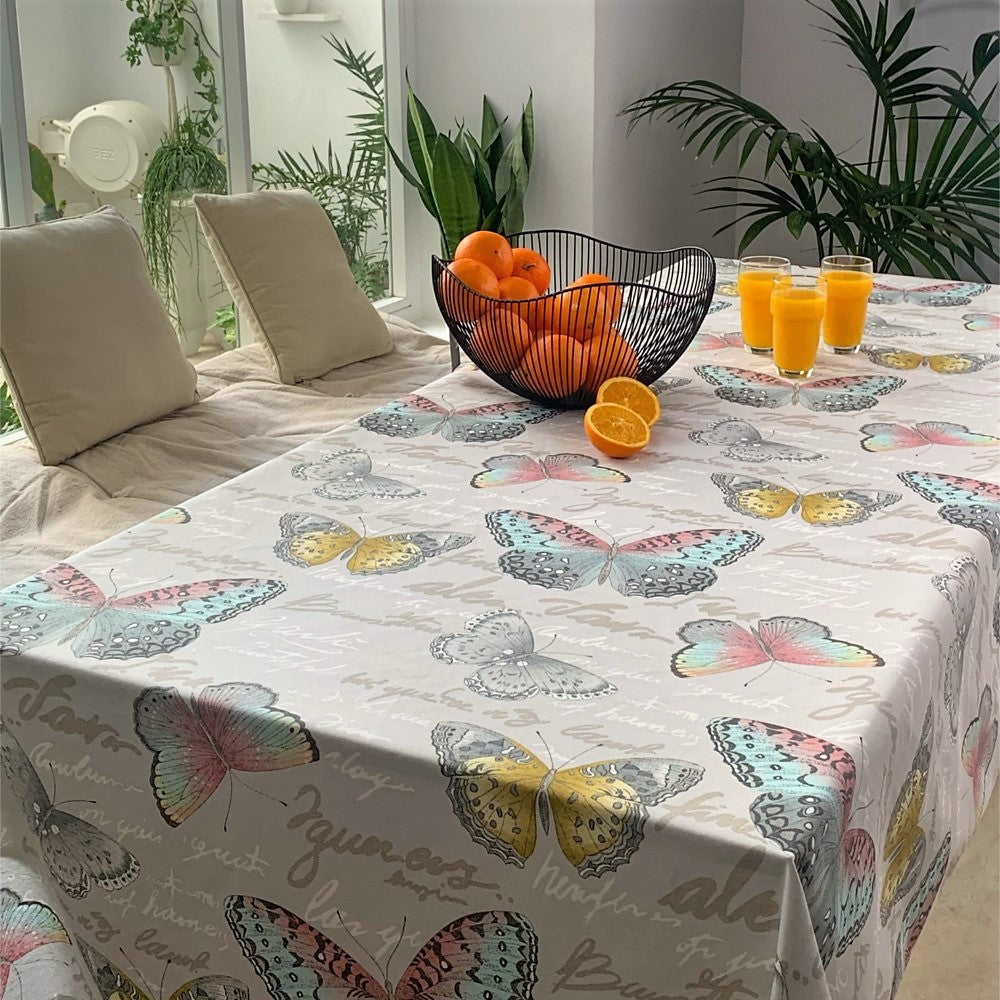 Cezanne – Schöne abwaschbare Tischdecke mit Schmetterlingen, 140 cm