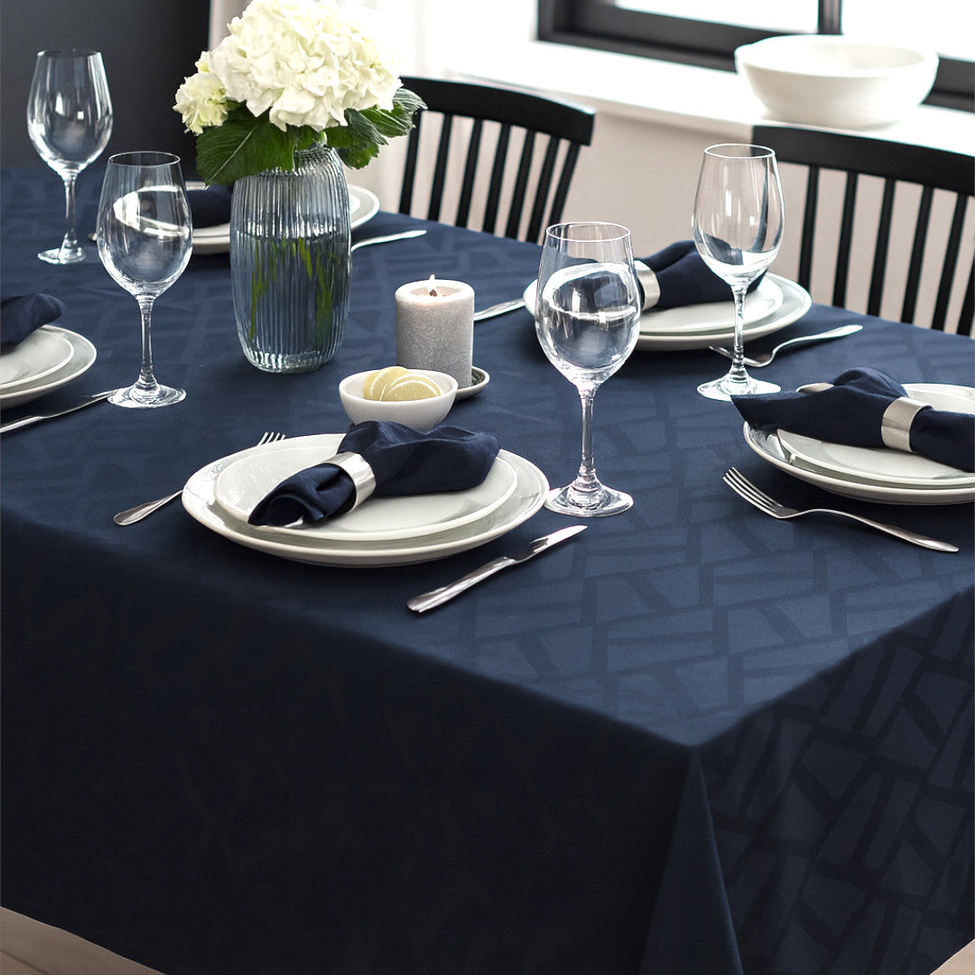 Compliments Ice Damast Tischdecke, Blau - 140 x 180 cm