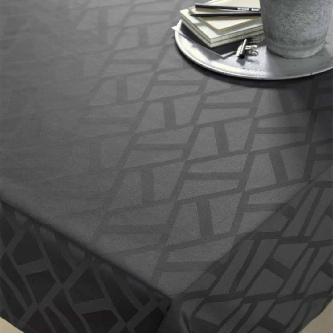 Compliments Ice Damast Tischdecke, Grau/Anthrazit - 140 x 370 cm