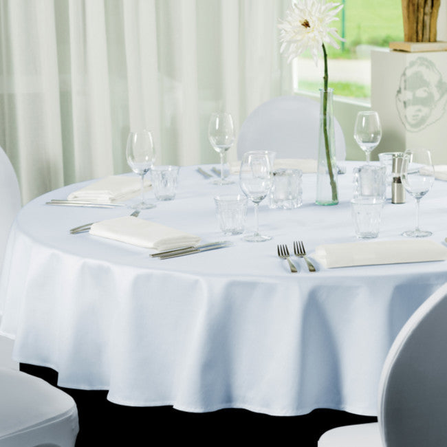 Gastro Ø 180 cm, runde Tischdecke aus 100 % Polyester in Weiß