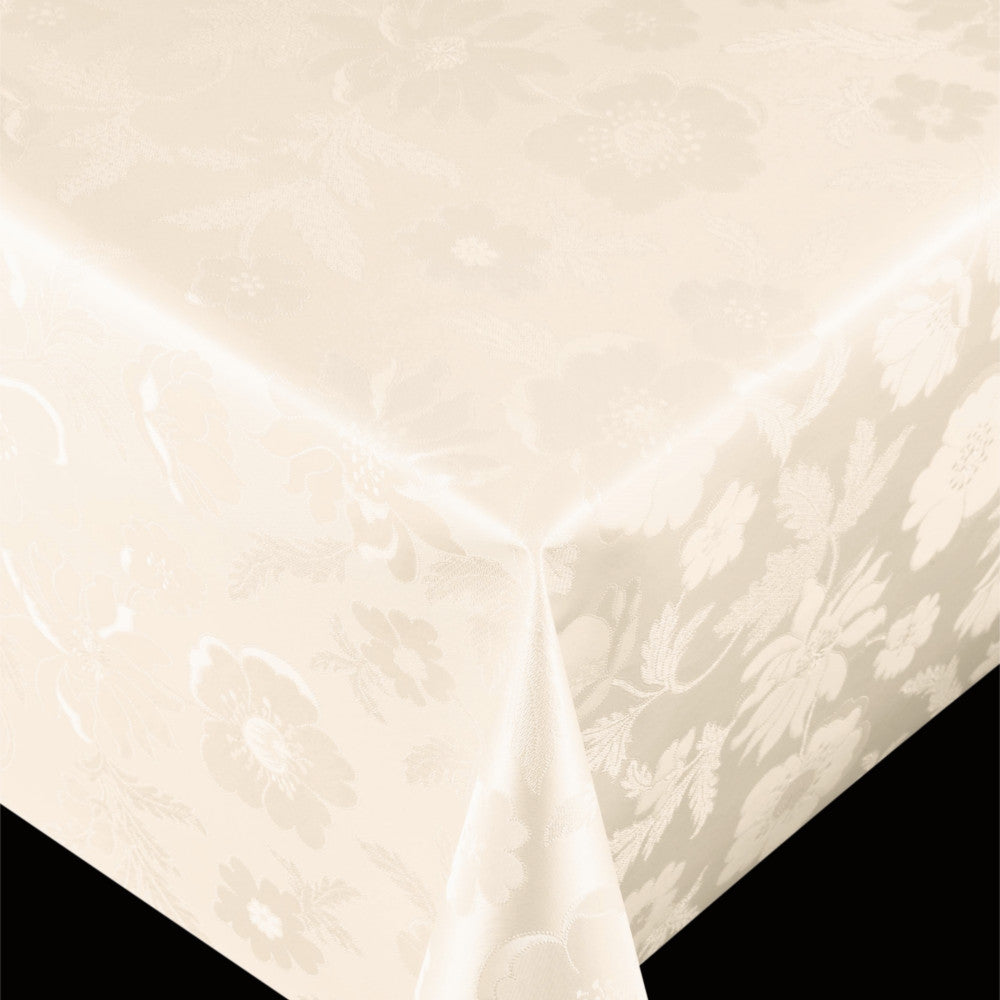 Diamond Offwhite – PVC-freie Wachstuch Tischdecke mit geprägtem Muster