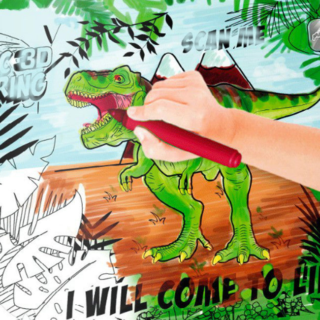 Dino, Wachstuch Tischdecke zum Ausmalen, 140 cm breit