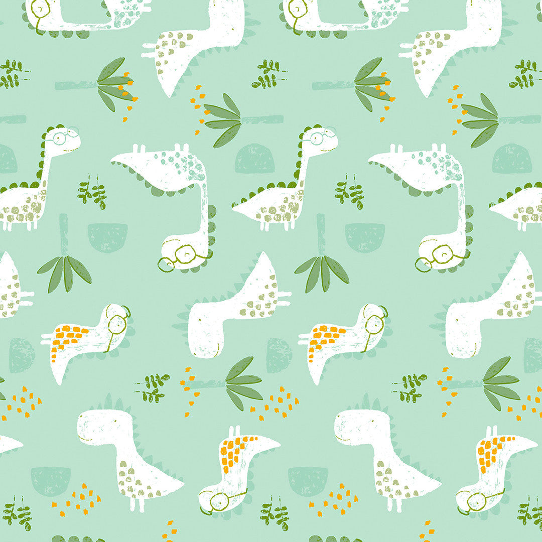 Dinocroc Hellblau - Captain Cook Wachstuch Tischdecke mit lustigen Dinosauriern