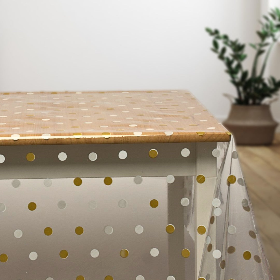 Dot Gold und Silber, Tischfolie transparent mit Punkten