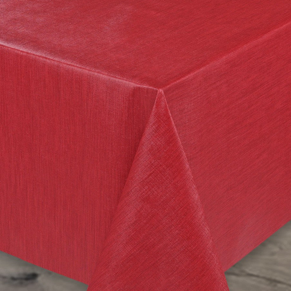 Einfarbige Wachstuch Tischdecke mit geprägter Struktur, 140 cm breit, Rot