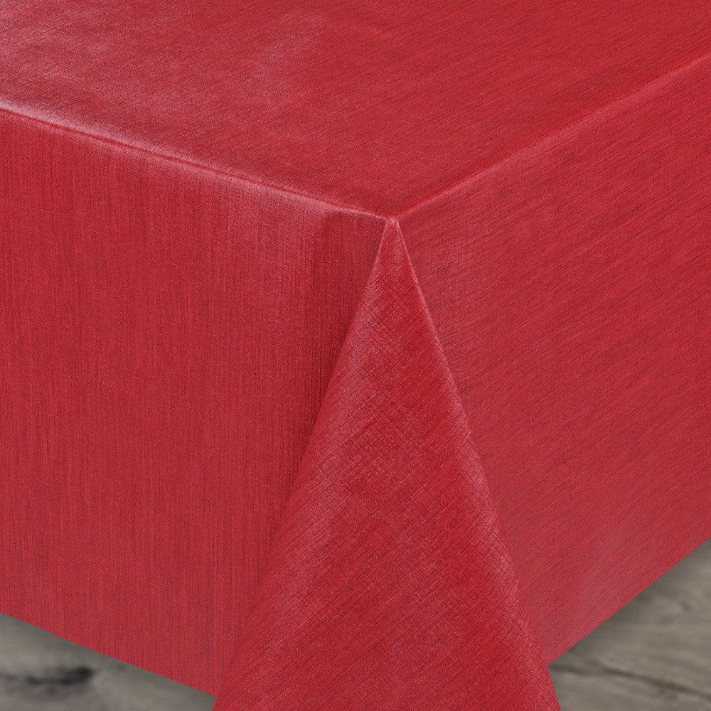 Einfarbige Wachstuch Tischdecke mit geprägter Struktur, 120 cm breit – Rot