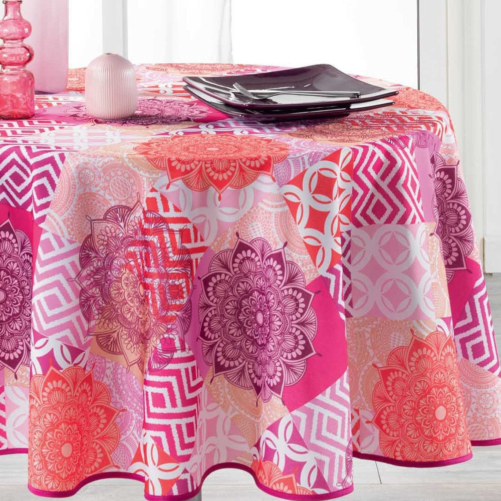 Flamenco Rosa Ø 180 cm, runde fleckabweisende Tischdecke