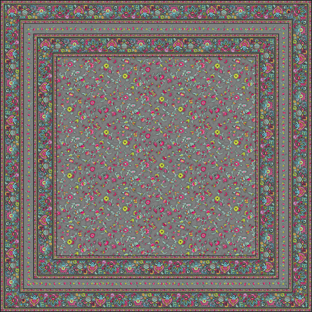 Fleurs Des Champs Anthrazit - Rechteckige Provence-Tischdecke 160 x 300 cm, Ambienteaufnahme