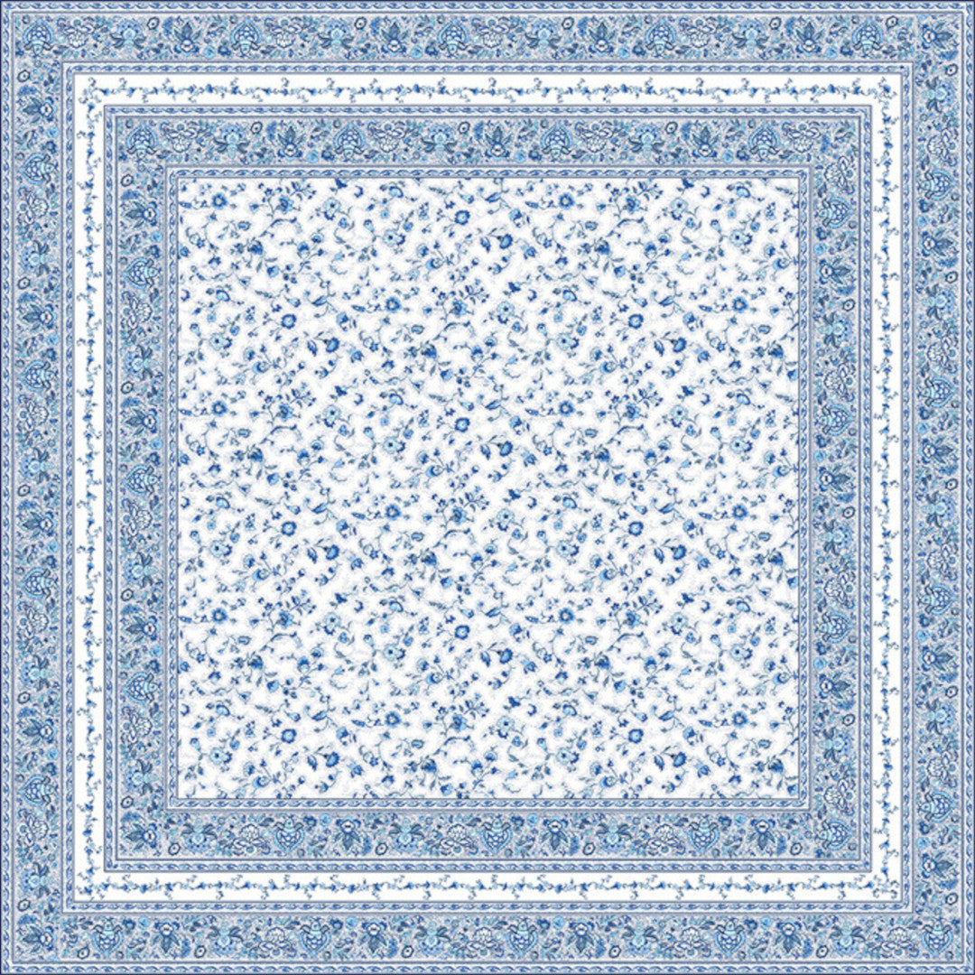 Fleurs Des Champs Blau/Weiß - Rechteckige Provence-Tischdecke 160 x 160 cm, Motiv