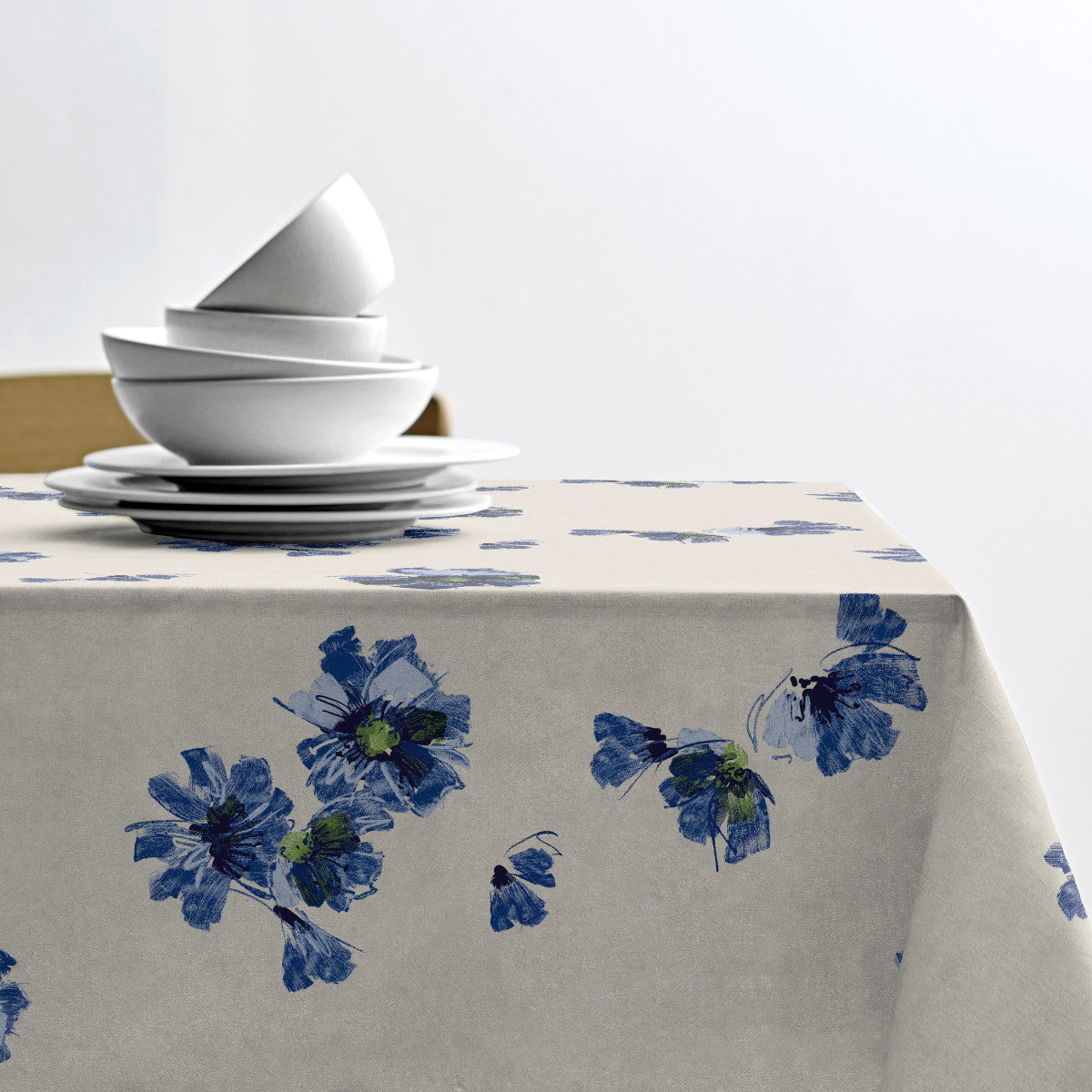 Flora Blue - Sødahl abwaschbare Tischdecke mit rutschfester Unterseite