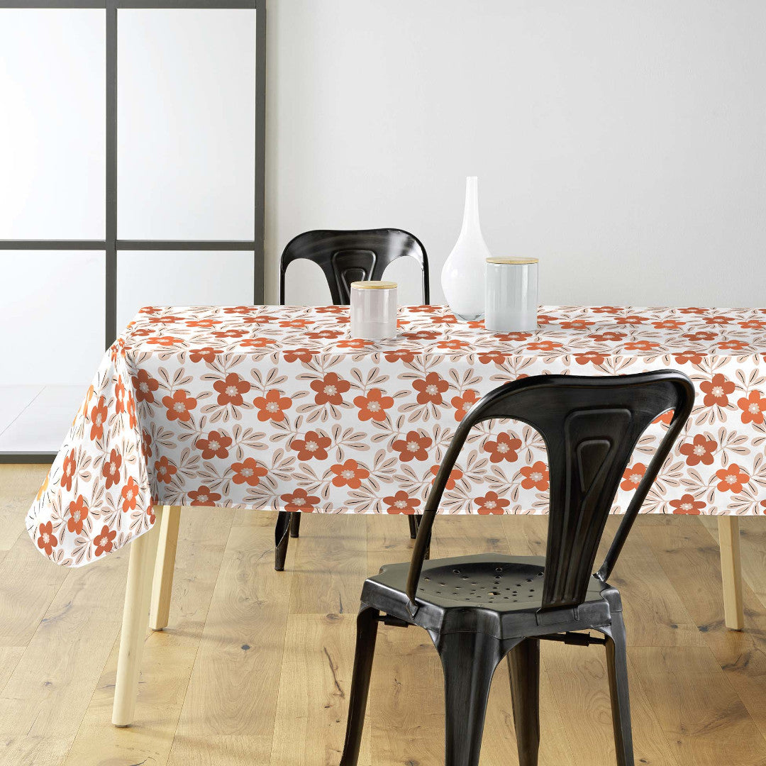 Flory Orange – Schöne Wachstuch Tischdecke mit Blumen in warmen Nuancen