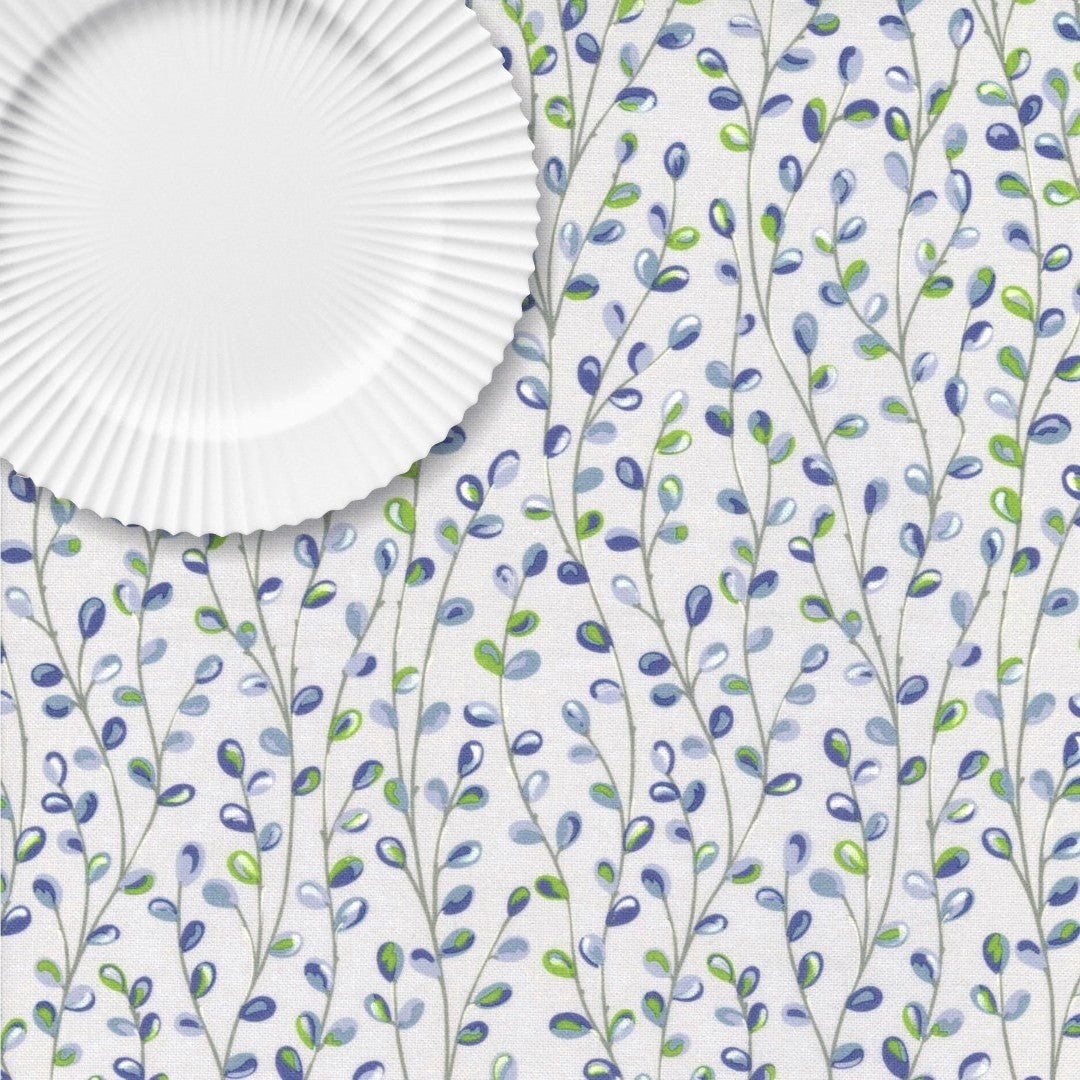 Weidenkätzchen am Zweig Blau – hellblau-graue abwaschbare Tischdecke mit Weidenkätzchen am Zweig