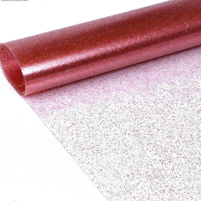 Tischfolie transparent mit rotem Glitzer