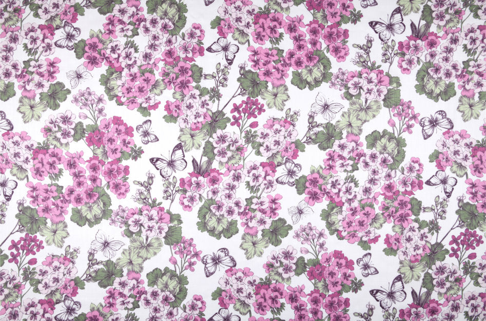 Geranium - Abwaschbare Tischdecke mit schönen rosa Blüten, 155 cm breit