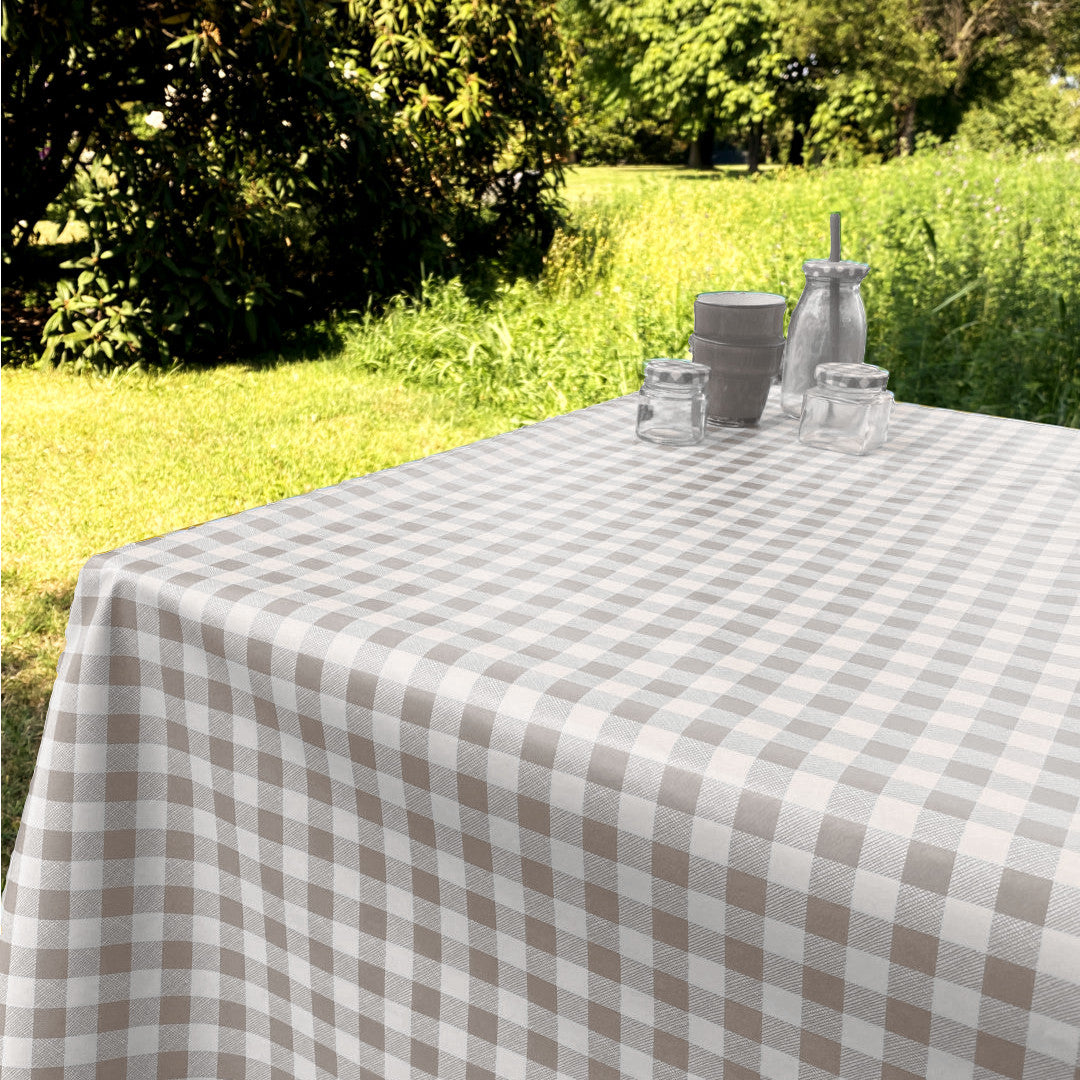Wachstuch Tischdecke mit klassischem Karomuster 1,5 x 1,5 cm - 140 cm breit - Grau