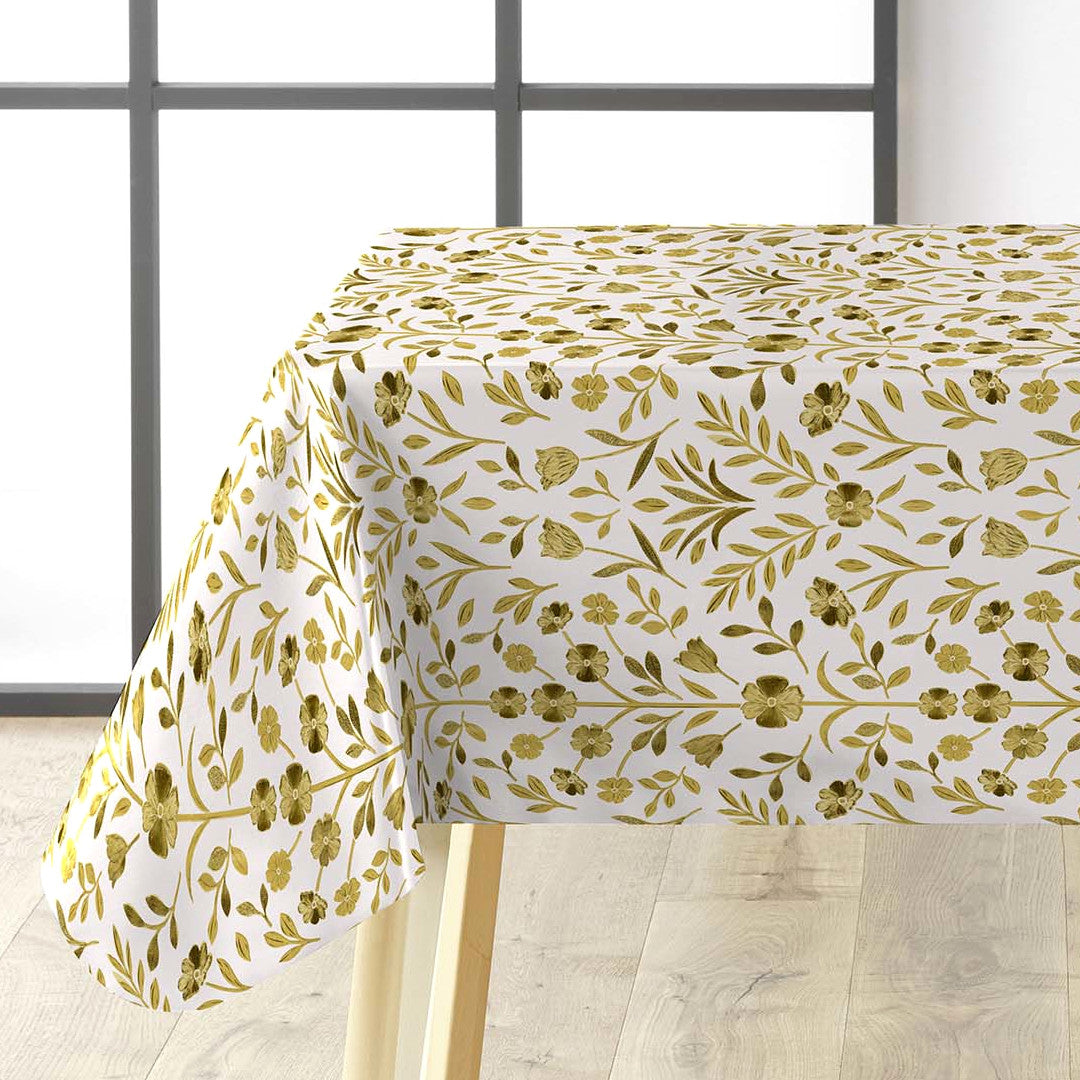 Guldflor Wachstuch Tischdecke auf einem Tisch mit elegantem Muster