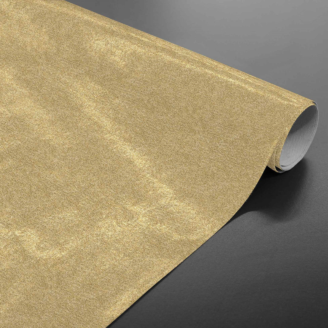 Aufgerollte einfarbige goldene Wachstuch Tischdecke für Weihnachten in Metallook