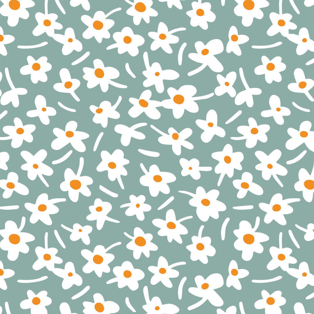 Happy Days Mintwood - 160 cm breite graue Wachstuch Tischdecke mit Blumen
