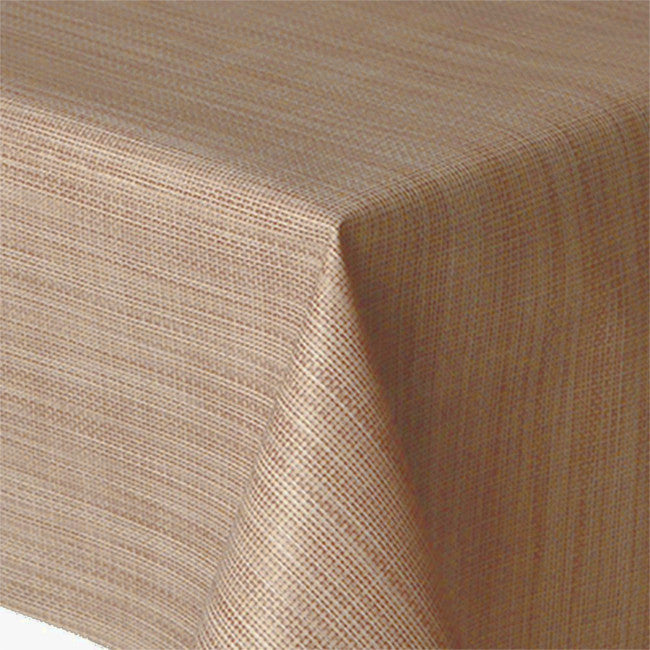 Juteoptik, einfarbige Retro Wachstuch Tischdecke im 70er-Stil, 140 cm breit – Beige