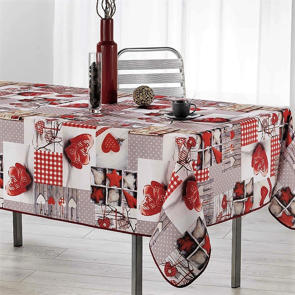 Atout Coeur Hjerter trumf â fleckabweisende Weihnachtstischdecke, 150 x 240 cm