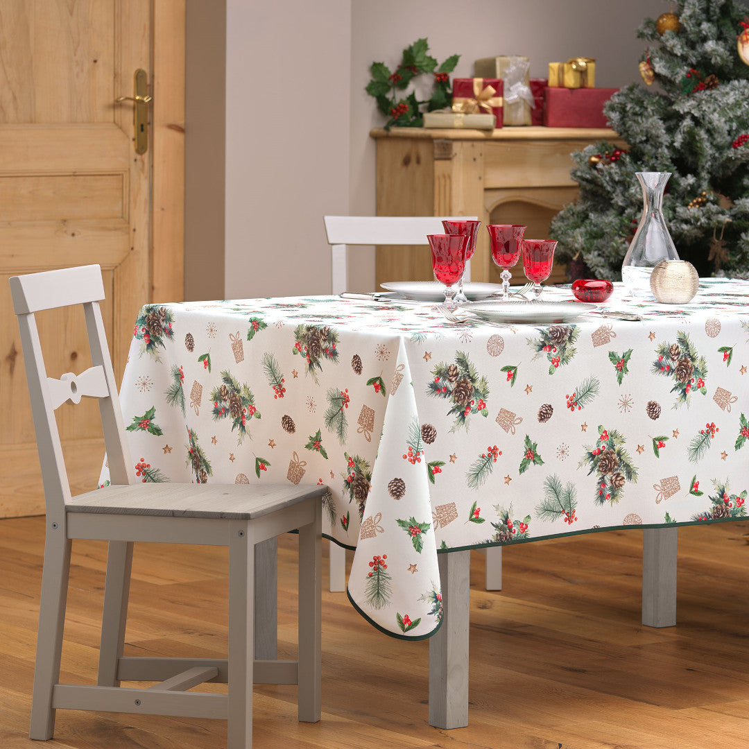 Hollystar 150 x 300 cm, rechteckige Weihnachtstischdecke mit Fleckschutz, Ambienteaufnahme